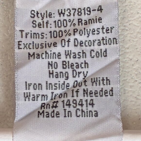 Johnny Was Workshop Embroidered Dress Womens Large Black Bell Sleeve Semi Sheer - Picture 6 of 10